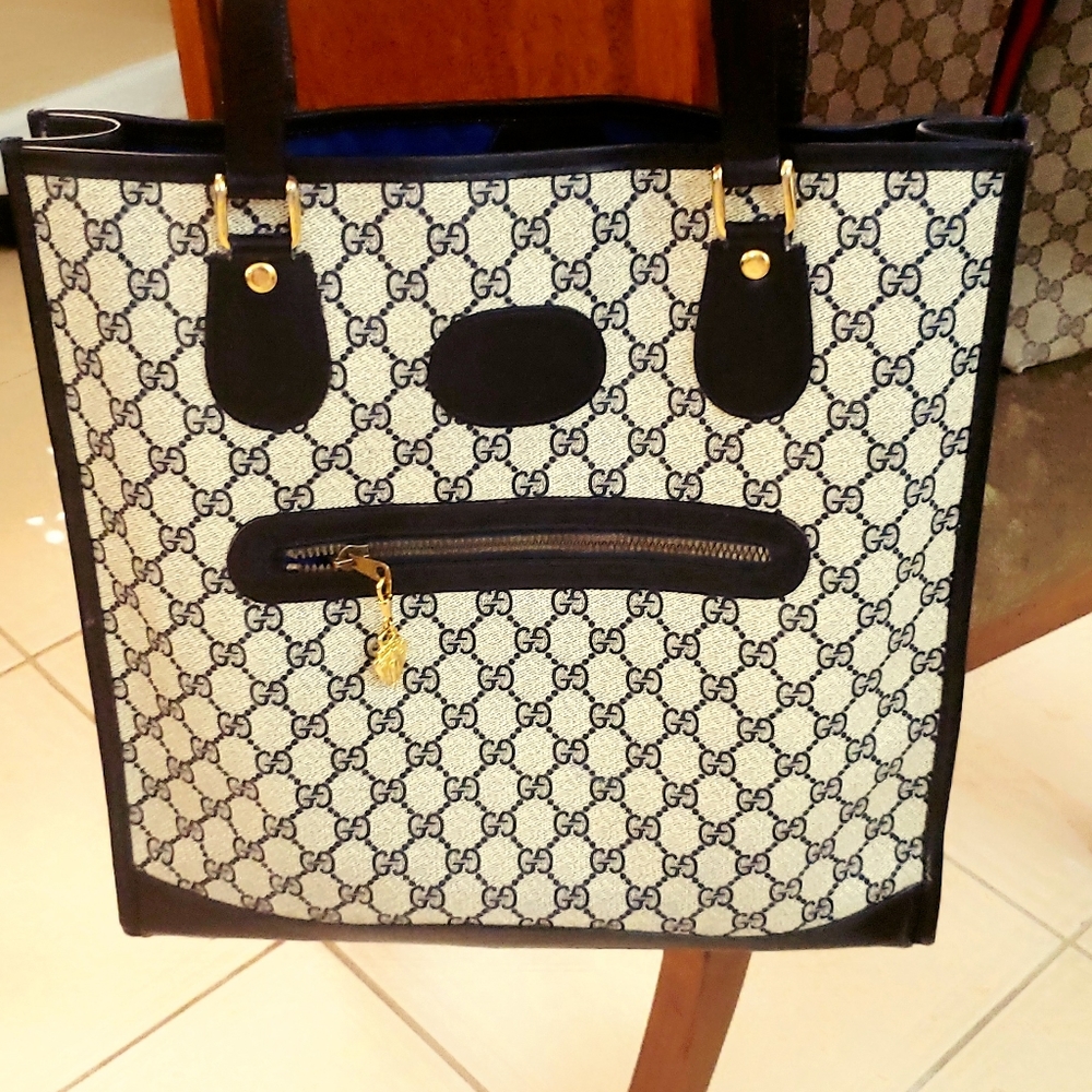 Gucci tote blue an gray GG PRINT HARD CANVAS - Picture 10 of 10